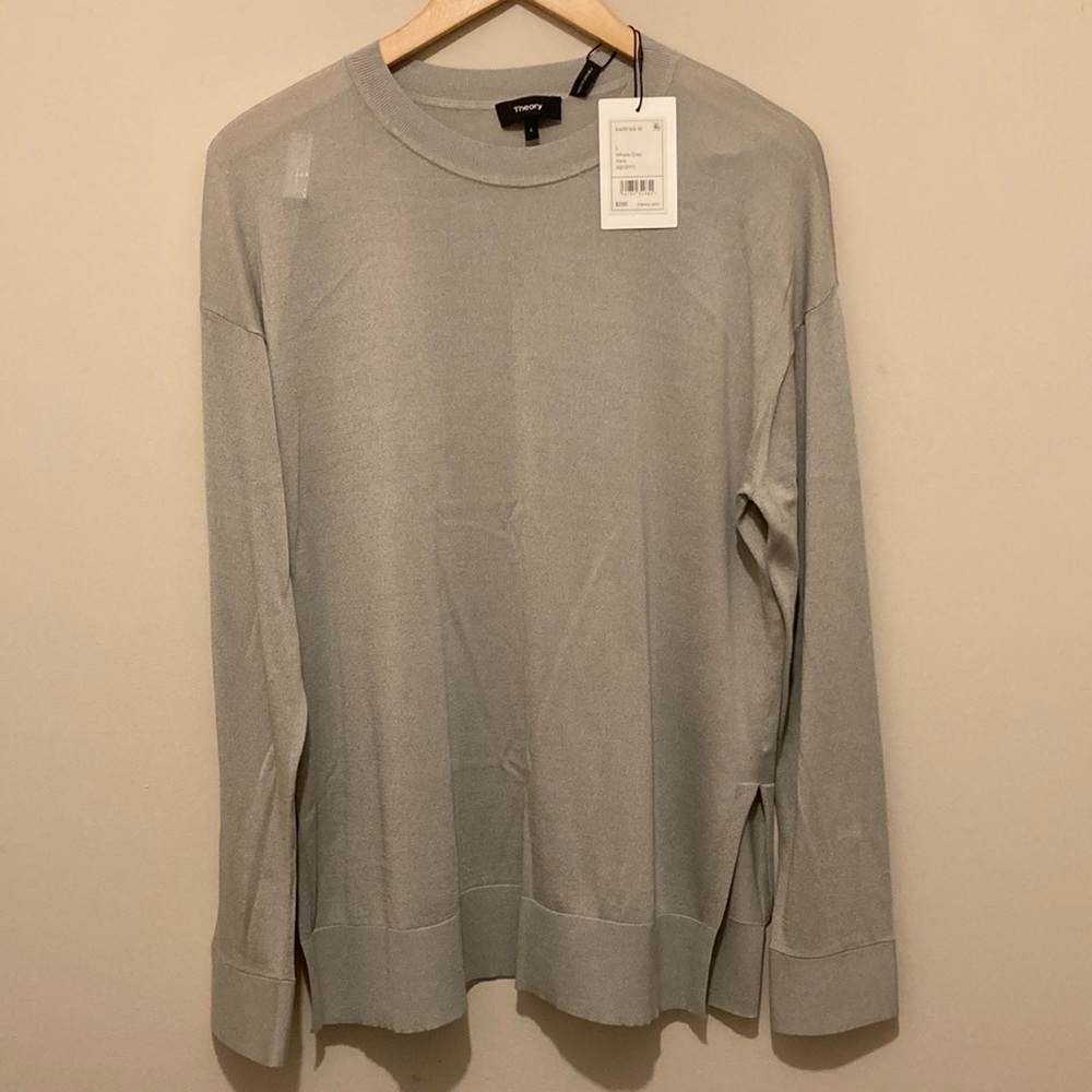 Theory Women’s silk blend Grey Sweater NWT